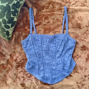 Victoria’s Secret PINK Dusty Iris Blue Lace Corset Top 🌿